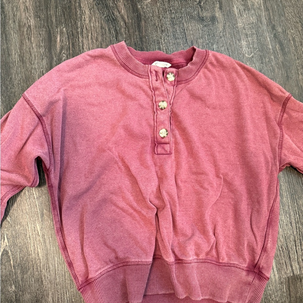 American Eagle Outfitters Rose Button-Up Sweatshirt